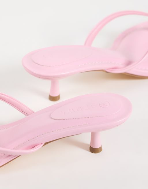 SEQWL różowe sandały na obcasie z paskiem między palcami, 4 z 4