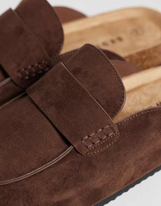 SEQWL sabot stile mocassino slip-on in marrone cioccolato, 4 di 4