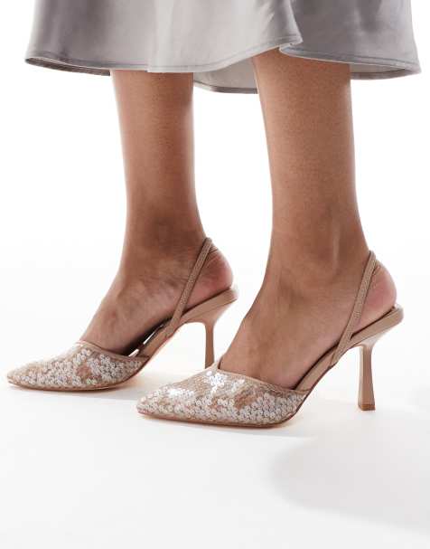 SEQWL - Salado - Beige udsmykkede sko med hæle med lukket tå - view 1