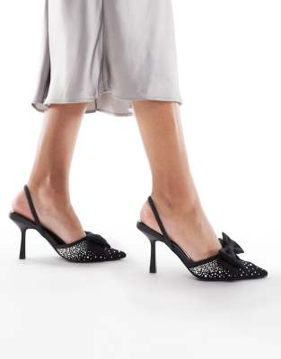 Seqwl Salado Bow Detail Embellished Heeled Shoes In Black