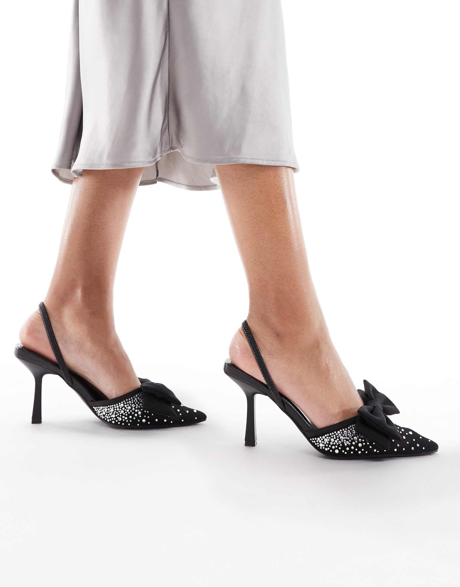 Черные туфли на каблуке SEQWL Salado, украшенные бантом