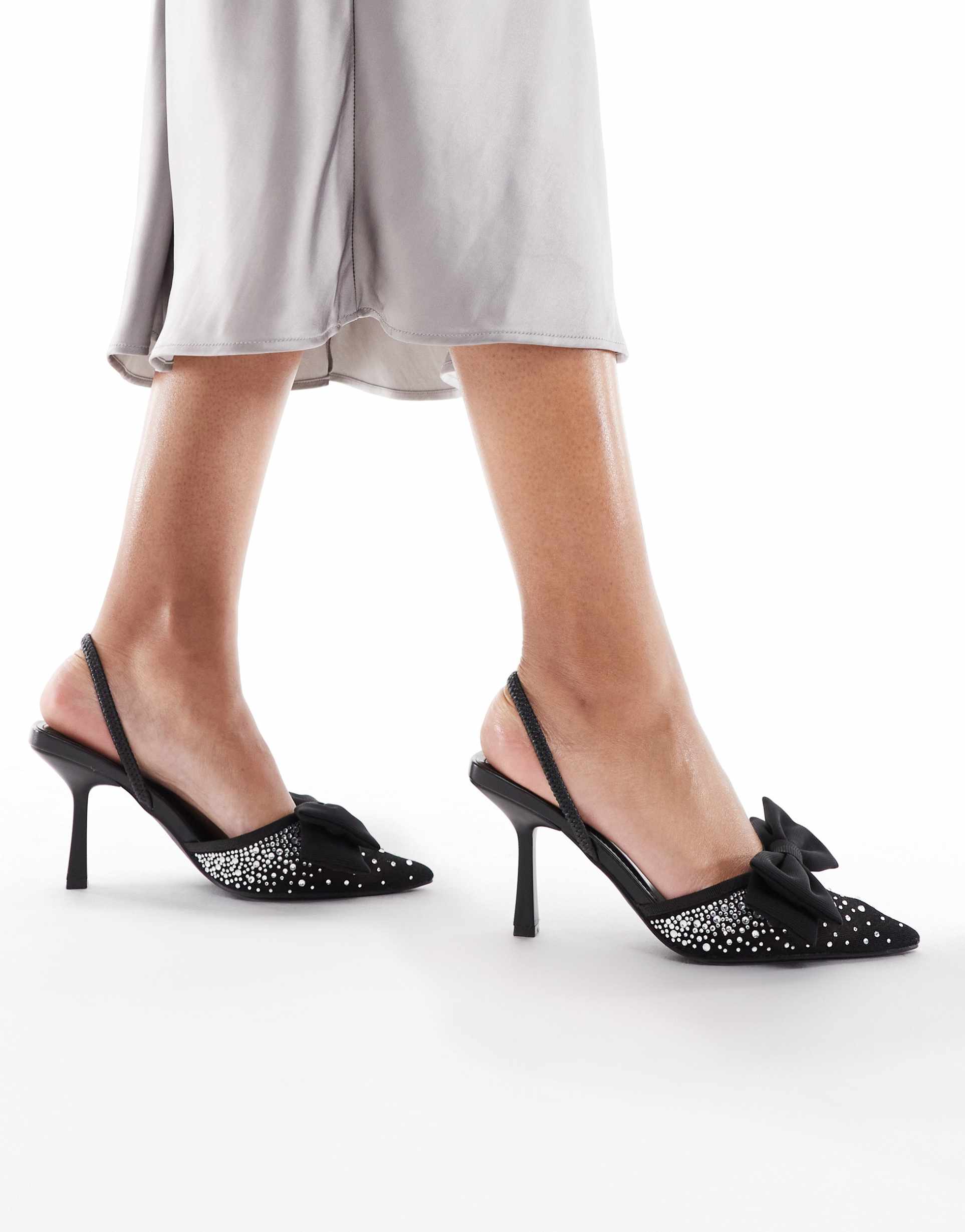 seqwl salado bow detail embellished heeled shoes in black