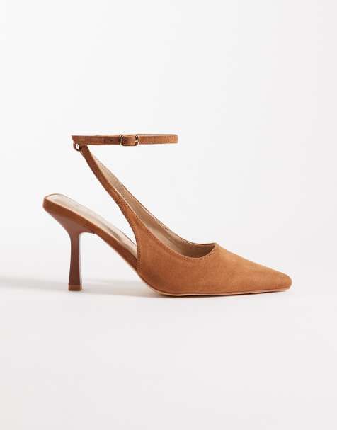 SEQWL Salado heeled court shoes in tan faux suede - view 1