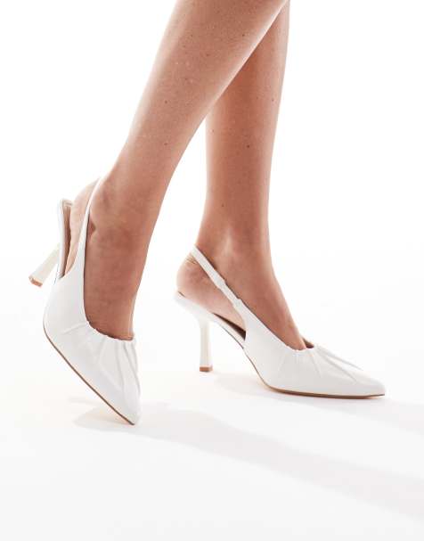 SEQWL Salado ruched detail slingback heels in white - view 1