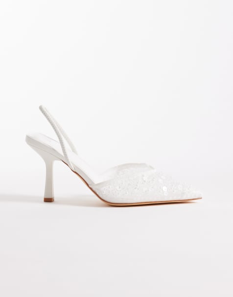 SEQWL Salado sling back embellished heeled shoes in white - view 1