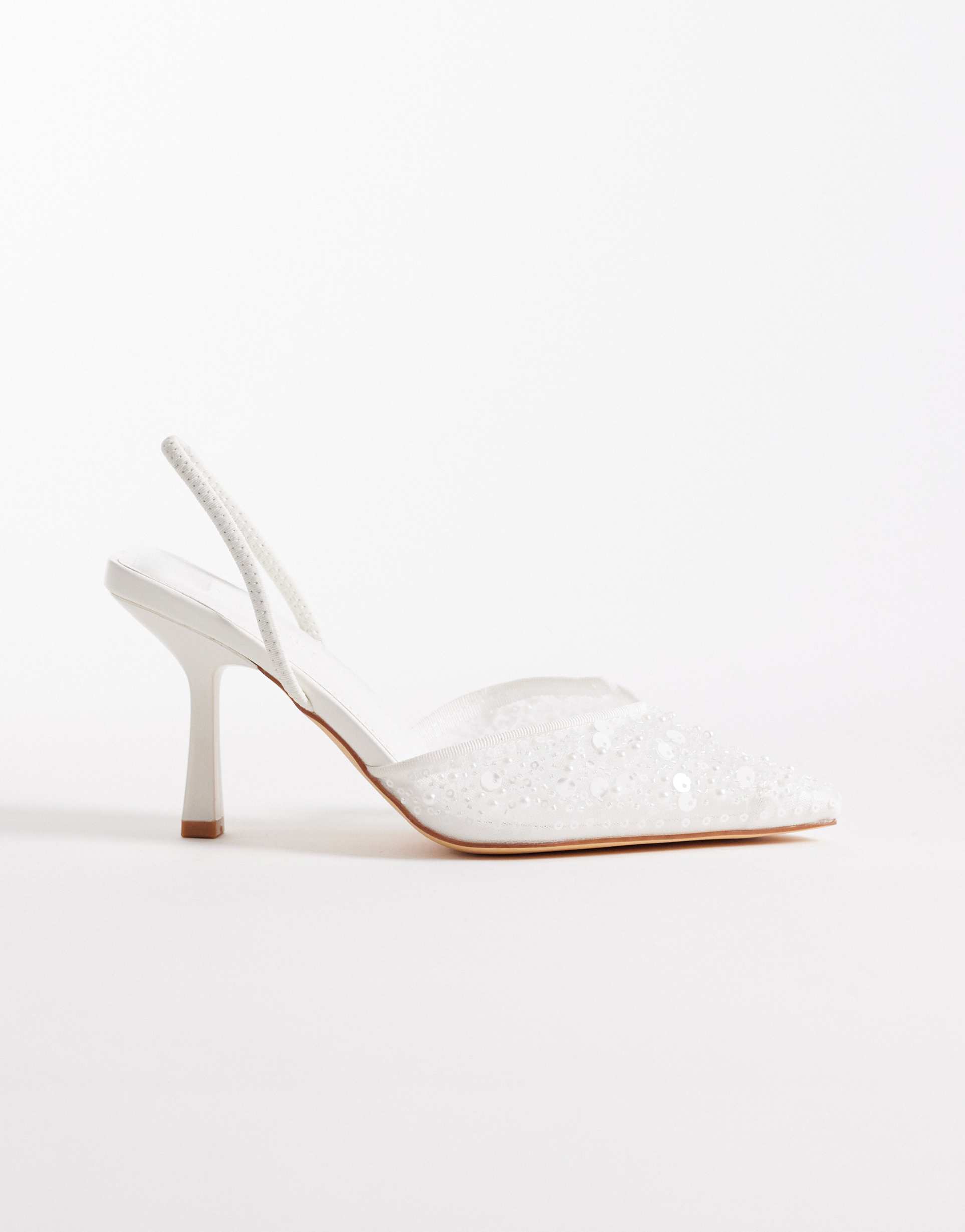 seqwl salado sling back embellished heeled shoes in white