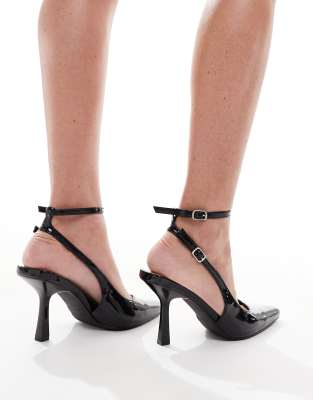 Seqwl Salado Sling Back Kitten Heels In Black