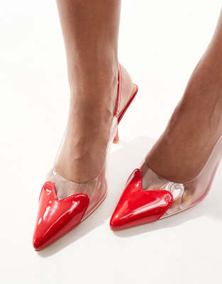 SEQWL - Salado - Valentinstag - Slingback-Sandaletten in Rot mit spitzer Zehenpartie