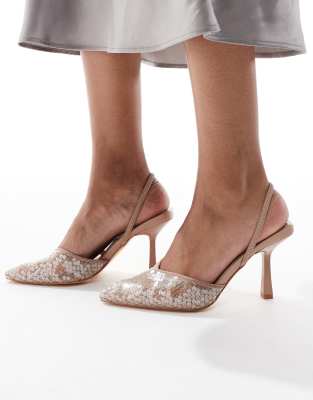 SEQWL - Salado - Verzierte Absatzschuhe in Beige mit geschlossener Zehenpartie-Neutral