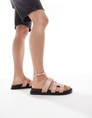 SEQWL - Sandalen aus Kunstleder in Rosa mit Riemen