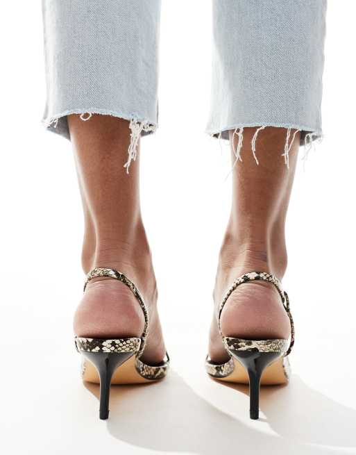 SEQWL - Sandalen met brede pasvorm, kitten hakken en slangeneffect in zwart, 3 van 4