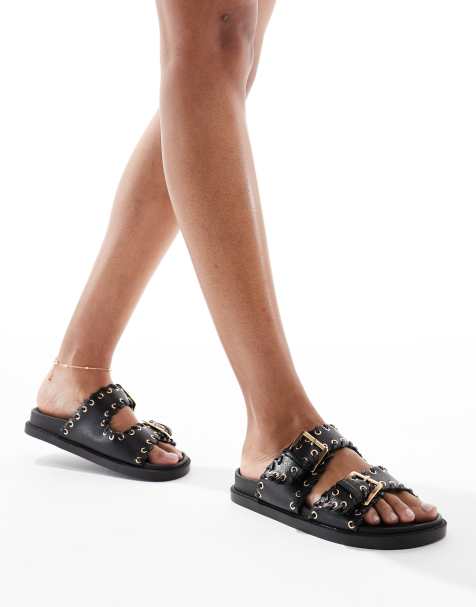 SEQWL - Sandalen met gespband en studs in zwart - view 1