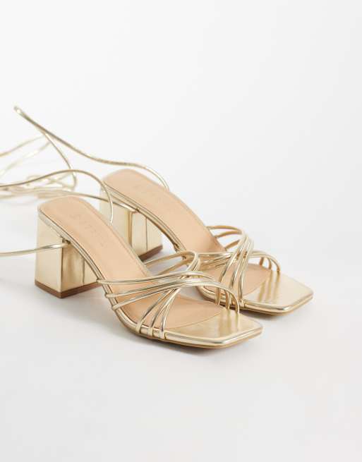 SEQWL - Sandalen met halfhoge blokhak in goud PU, 4 van 4