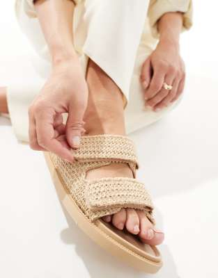 SEQWL - Sandalen mit Riemen aus naturfarbenem Bast-Neutral