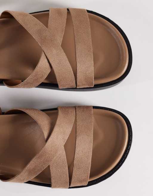 SEQWL - Sandalen van imitatiesuède met bandjes en plateauzool in taupe, 2 van 4
