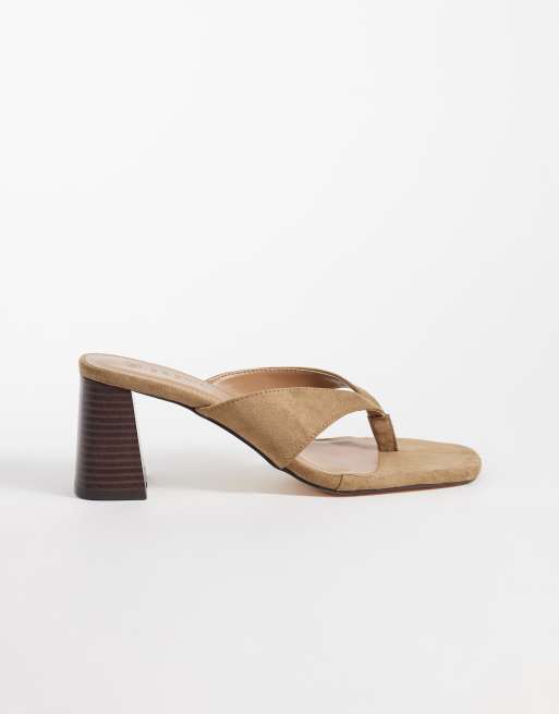 SEQWL sandales à talon type tongs Bora en suédine taupe