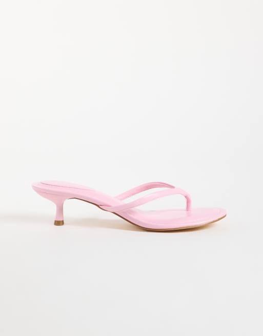 SEQWL sandales à talon type tongs Capri rose clair