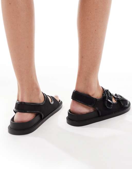 SEQWL sandals with buckle in mesh black | ASOS