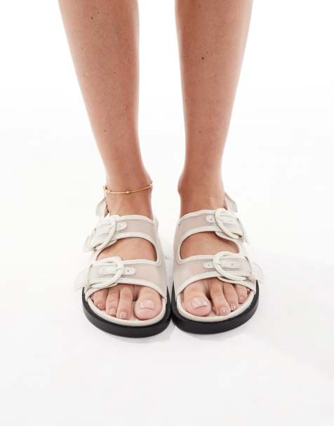 SEQWL sandals with buckle sandals in mesh cream - view 1