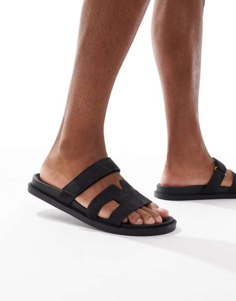 SEQWL sandals with straps in faux nubuck in black - view 1