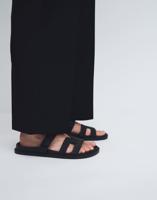 SEQWL sandals with straps in faux nubuck in black, 3 of 8