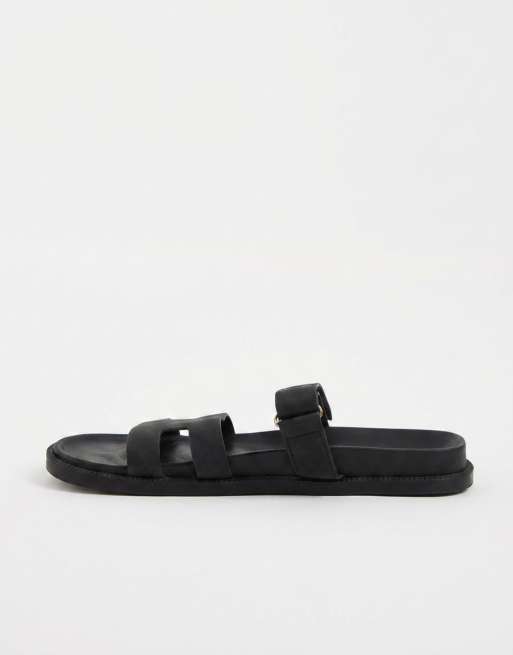 SEQWL sandals with straps in faux nubuck in black, 8 of 8
