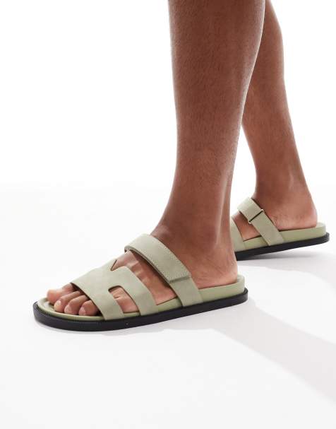 SEQWL sandals with straps in faux nubuck in olive - KHAKI - view 1