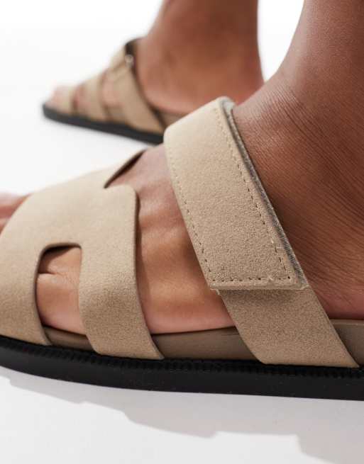 SEQWL sandals with straps in faux nubuck in taupe, 2 of 4