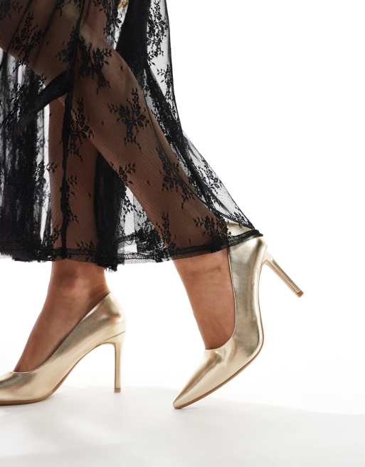 SEQWL Scarpe decollete oro con punta e tacco a spillo ASOS