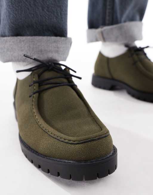 SEQWL - Scarpe stringate in camoscio sintetico verde oliva, 2 di 4