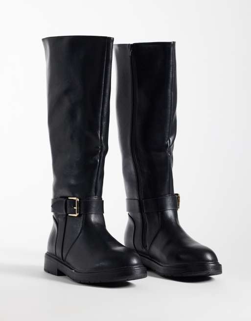 SEQWL schoenen met brede pasvorm Mickey buckle knielaarzen in zwart, 3 van 4