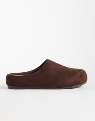 Seqwl Simba Faux Suede Clogs In Brown