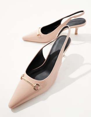Seqwl Sling Back Kitten Heels With Buckle Detail