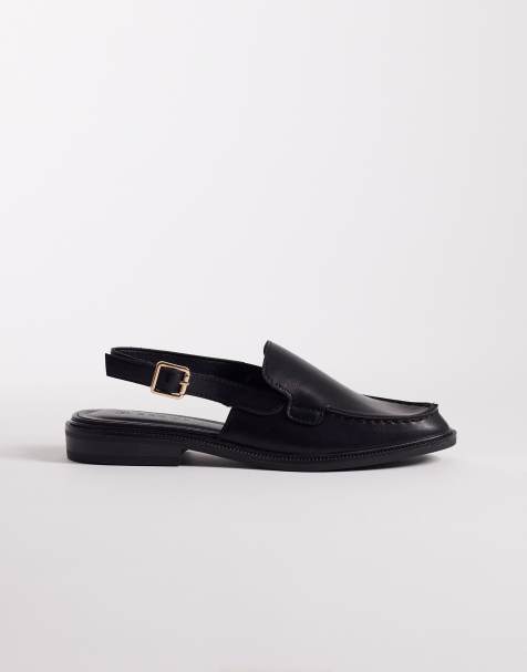SEQWL sling back loafer in black PU - view 1