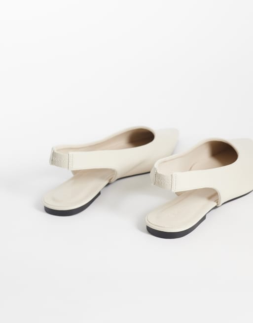 SEQWL slingback-ballerinaer med spids tå i creme, 3 af 4