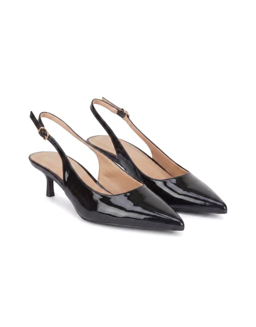 SEQWL Slingback kitten heels pumps pointed toe with ankle strap in black, 5 of 5