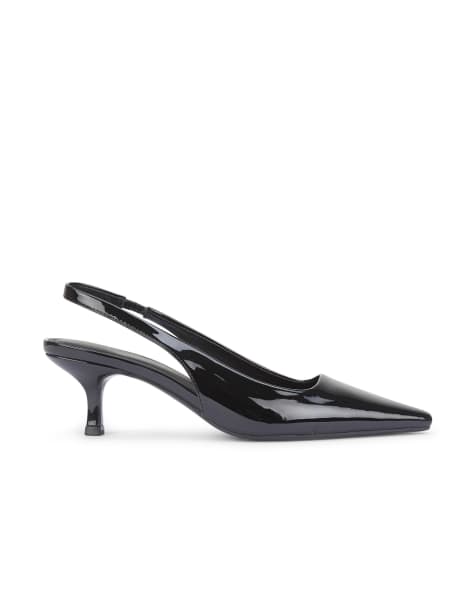 SEQWL Slingback low heel shoes with buckle closure in black - view 1