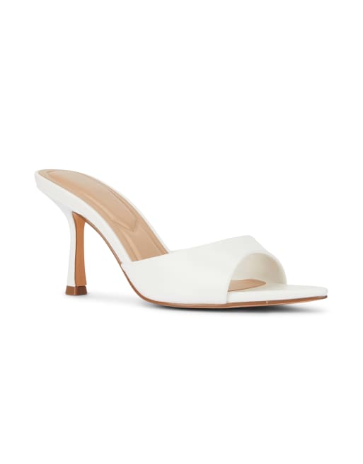 SEQWL slip-on high heel mule sandals in white, 3 of 5