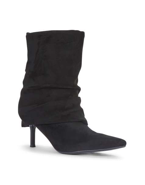 SEQWL Slouchy mid calf boots stiletto heels with pointed toe in black - view 1