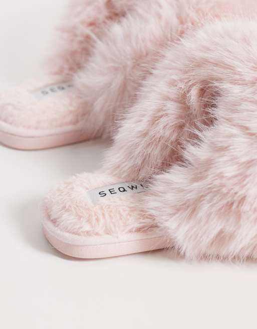 SEQWL - Smarties - Chaussons duveteux à pompons - Rose clair, 4 de 4