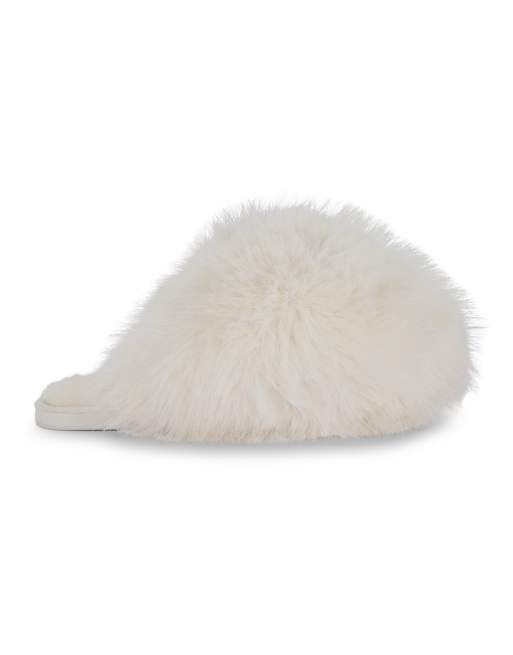 SEQWL Smarties fluffy pom pom slippers in beige