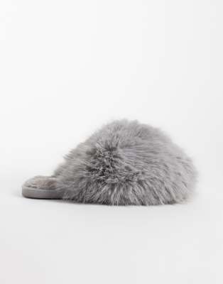 Seqwl Smarties Fluffy Pom Pom Slippers In Grey
