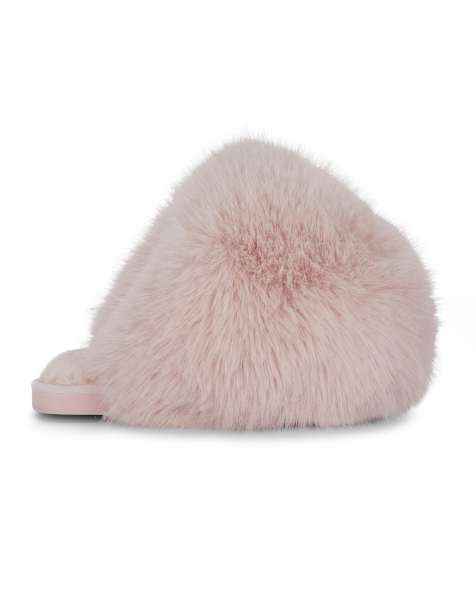 SEQWL Smarties fluffy pom pom slippers in pink - view 1