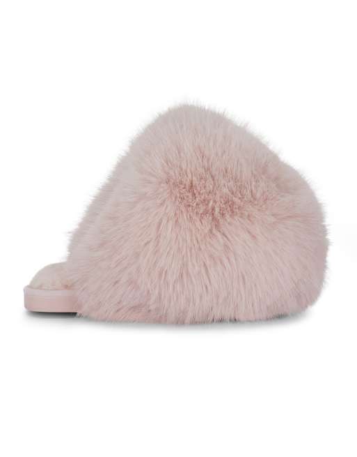 SEQWL Smarties fluffy pom pom slippers in pink