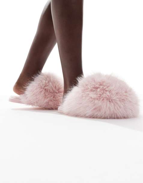 SEQWL - Smarties - Pluizige pompon pantoffels in roze - view 1