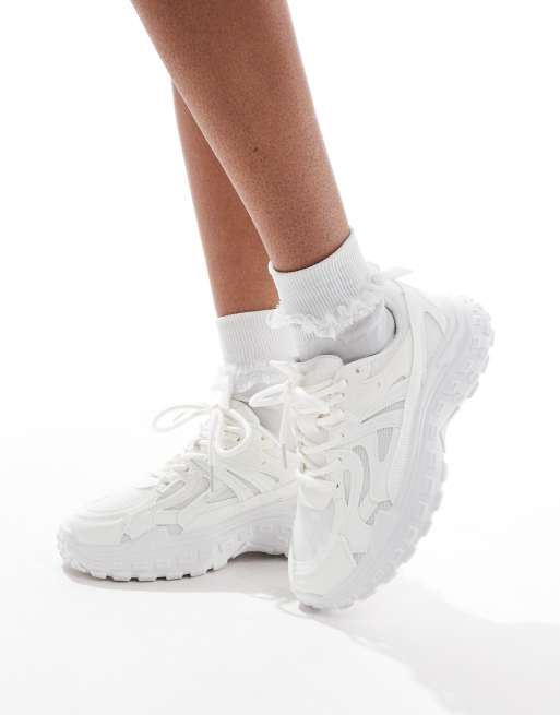 SEQWL - Sneakers sportive bianche con suola spessa