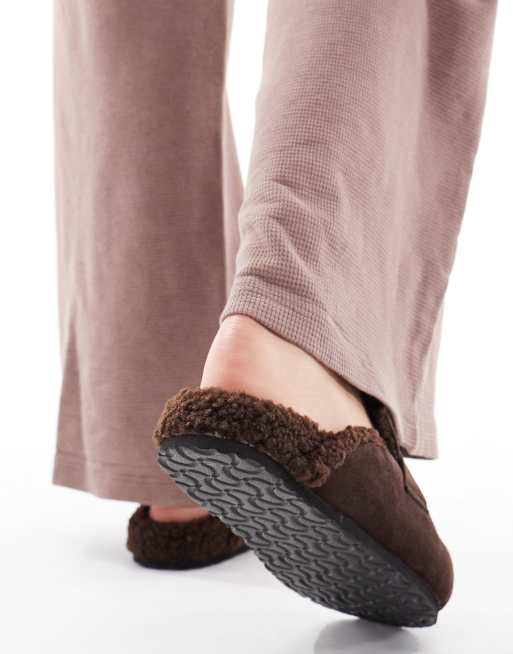 SEQWL Soda faux fur lined mules in chocolate