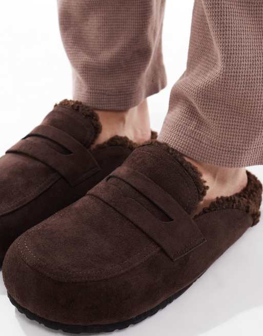 SEQWL Soda faux fur lined mules in chocolate