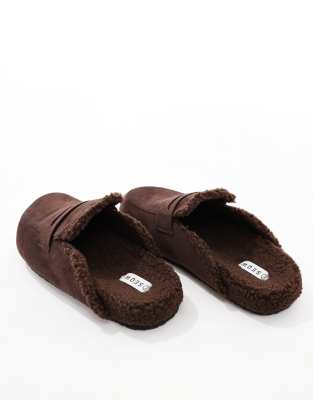Seqwl Soda Faux Fur Lined Mules In Brown