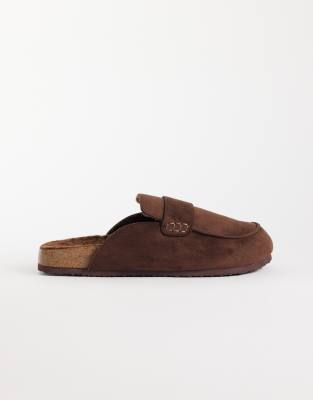 Seqwl Soda Faux Fur Lined Slip On Loafer Mules In Brown
